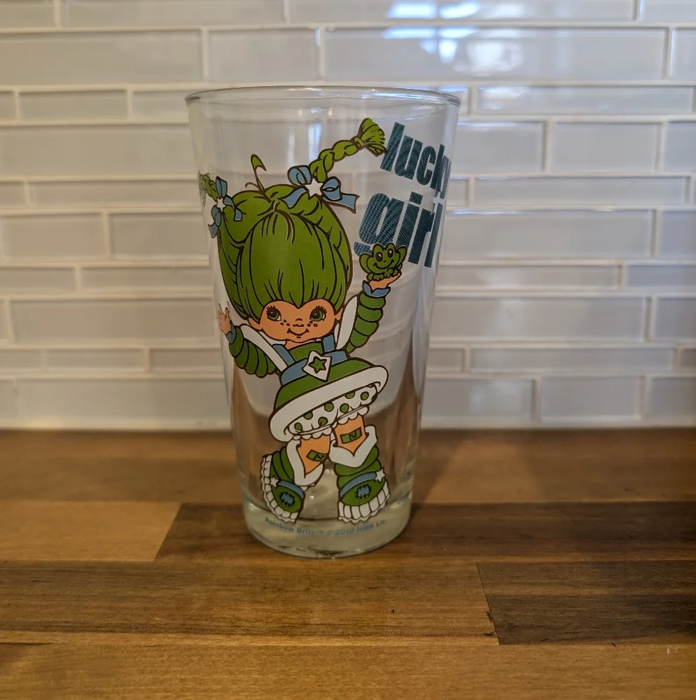 2010 Rainbow Brite Tumbler Glass Cup Lucky Girl Patty O’ Green Spencers Gifts